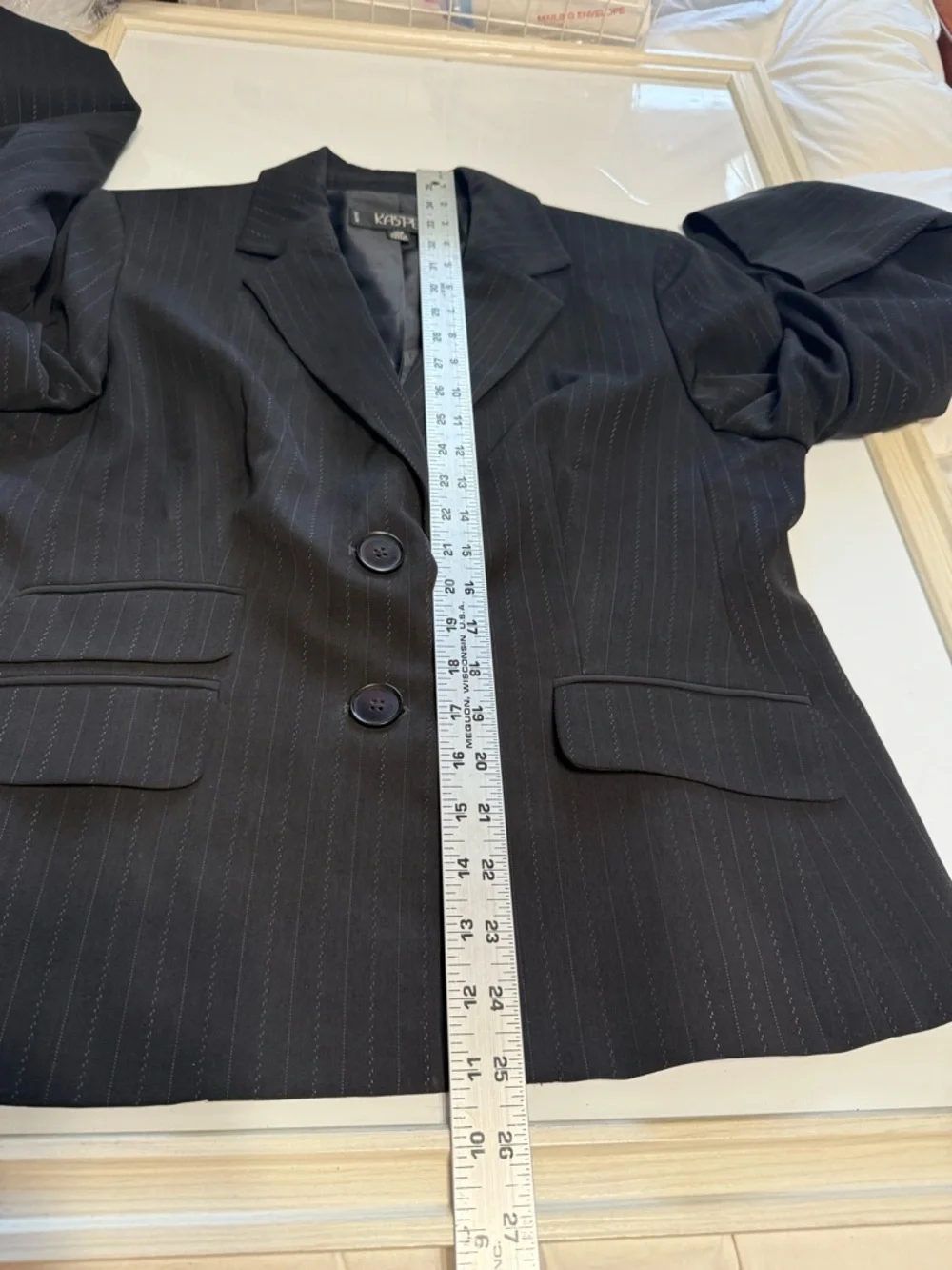 Kasper Black Pinstripe Two-Button Blazer Jacket Sz 10P